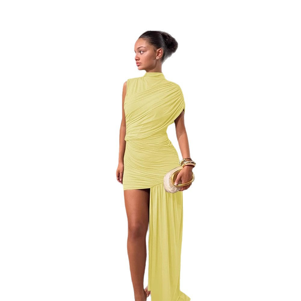 Damen Couture-Minikleid mit asymmetrischem Schnitt und Raffungen EB