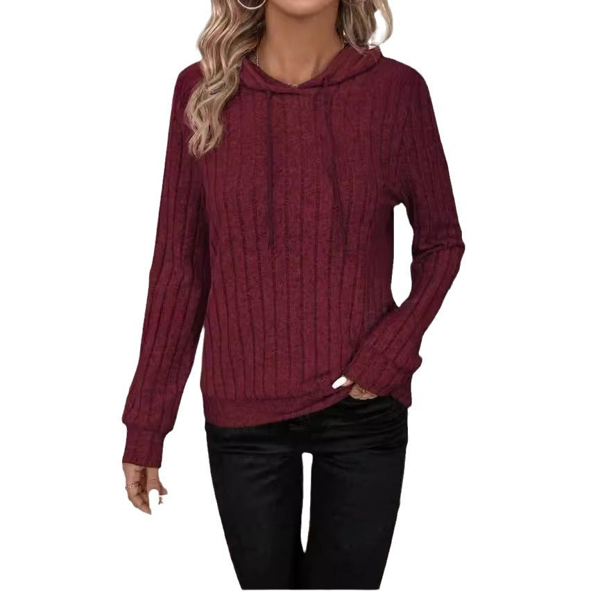 Damen Fleece Kapuzenpulli im Rippdesign EB