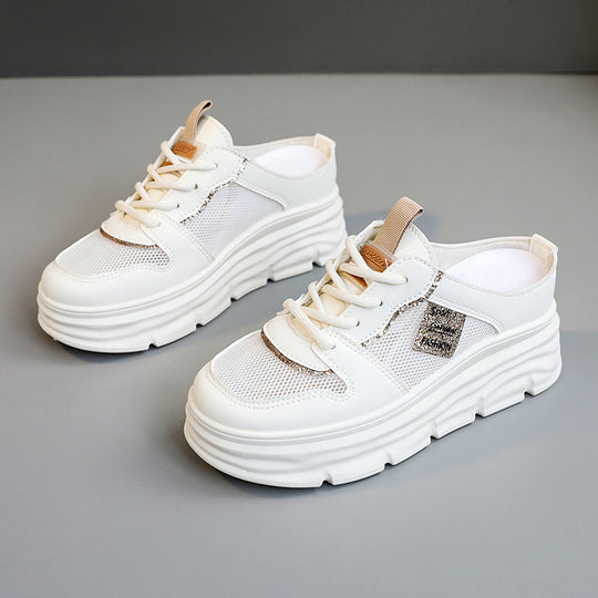 Damen Plattform Sneaker mit atmungsaktivem Mesh-Obermaterial und geräumiger Sohle EB