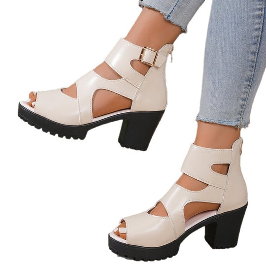 Damen Offene High-Heel Sandalen mit modischen Riemen EB