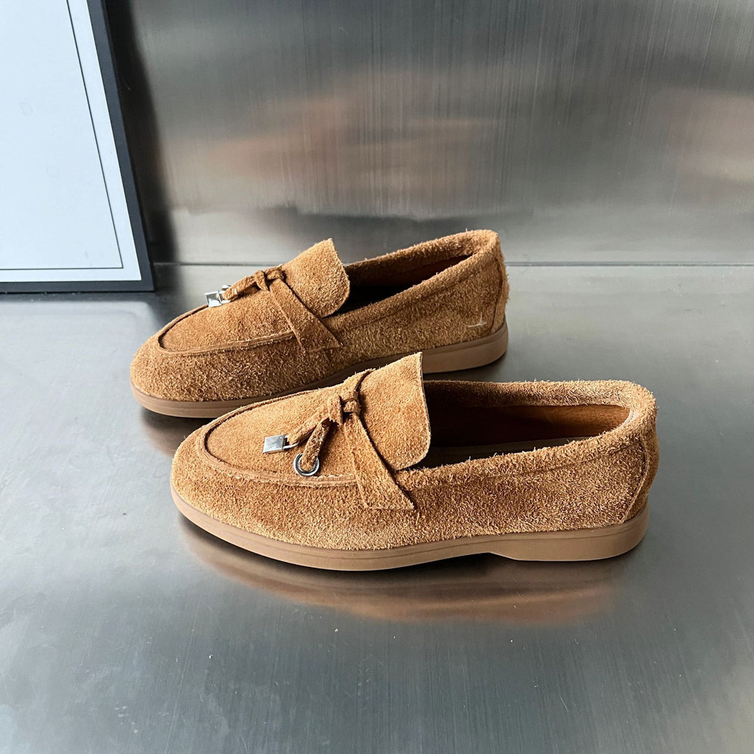 Damen Mokassins aus weichem Wildleder mit eleganter Schleifenverzierung EB