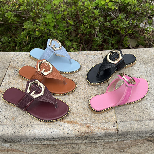 Damen modische Riemen-Sandalen mit zeitgemäßem Schmuckdetail und rutschfester Sohle EB