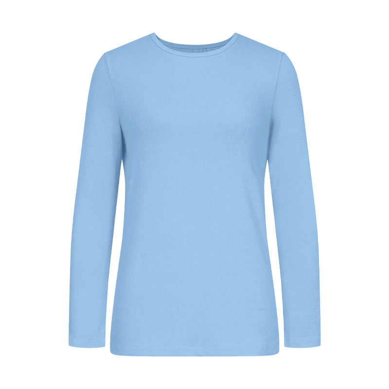 Damen Langarm-T-Shirt aus hochwertiger Baumwolle mit Rundhalsausschnitt EB