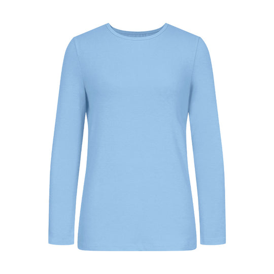 Damen Langarm-T-Shirt aus hochwertiger Baumwolle mit Rundhalsausschnitt EB