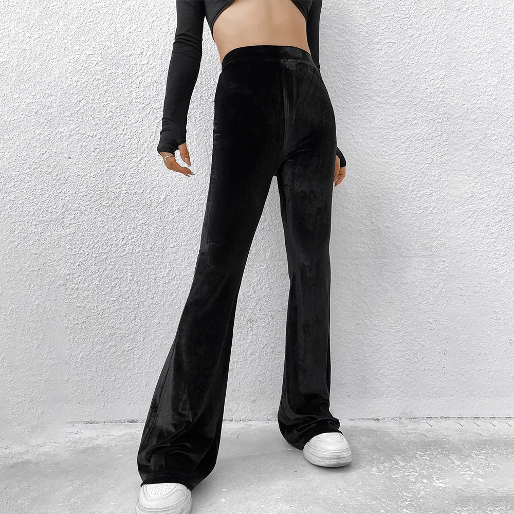 Damen samtige Highwaist‑Schlaghose mit weitem Bein und sculptender Passform Eichborn Berlin