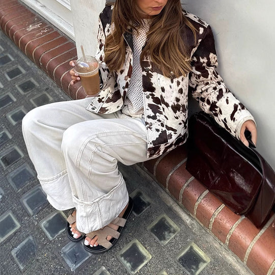 Damen trendige jacke mit Farbmix und einzigartigem Muster EB