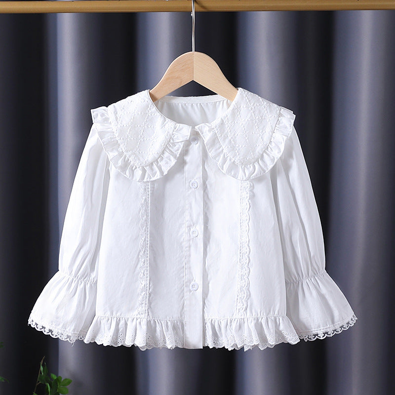 Damen Bluse mit nostalgischem Kragen und Rüschendetails EB