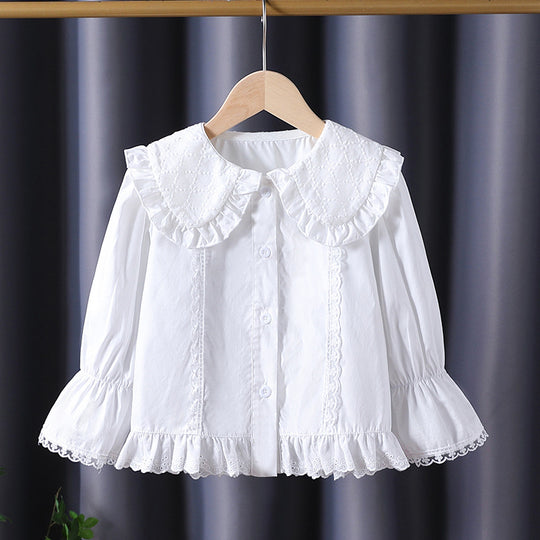 Damen Bluse mit nostalgischem Kragen und Rüschendetails EB