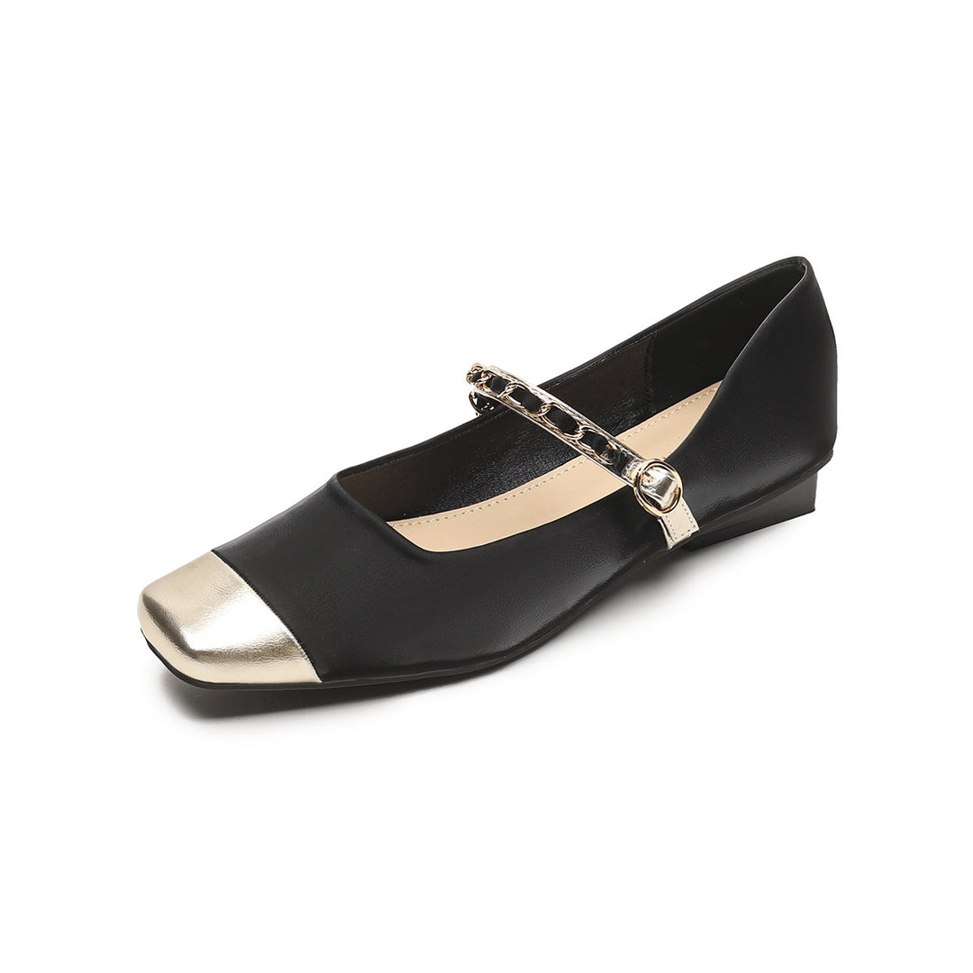 Damen elegante Ballerinas mit modischem Riemen und Glanzdetail EB