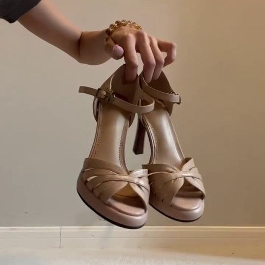 Damen Elegante Sandalen mit modischem Riemendesign und hohem Absatz EB