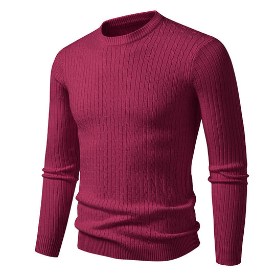 Herren Grobstrickpullover mit modernem Zopfmuster EB