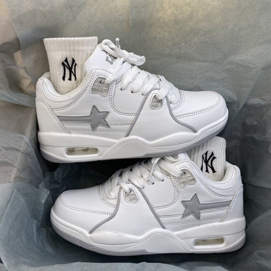 Damen modische Sneakers mit cooler Sternenapplikation und dämpfender Sohle EB