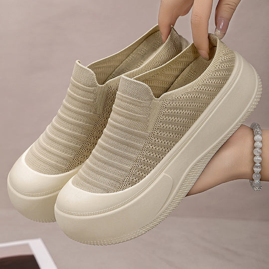 Damen Bequeme Slipper mit atmungsaktiver Strickstruktur EB