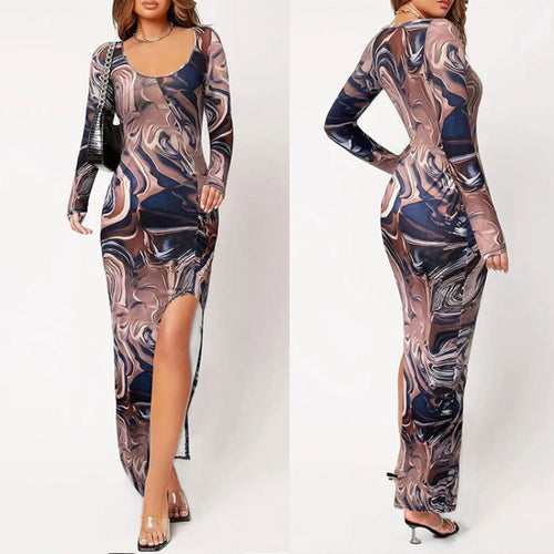 Damen Maxikleid mit raffiniertem Farbverlauf und hohen Schlitzen EB