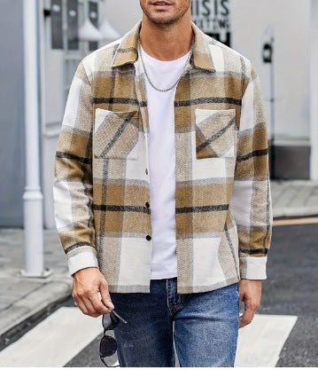 Herren lässige Karomuster Hemdjacke EB