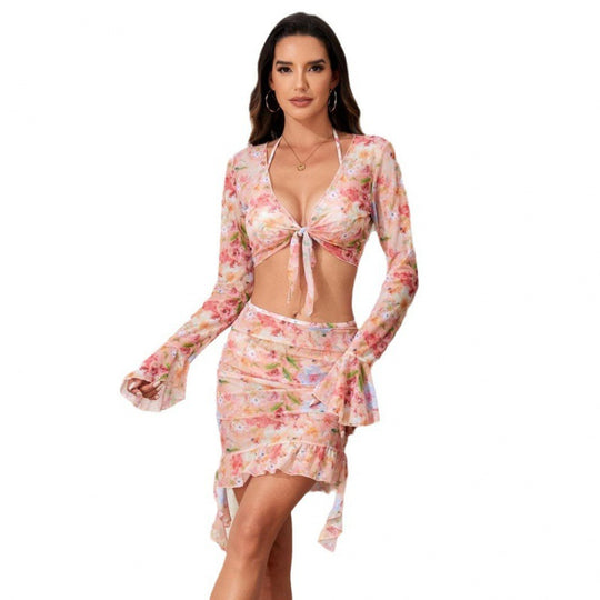 Damen Bikiniset mit floralem Design und eleganten Rüschendetails EB