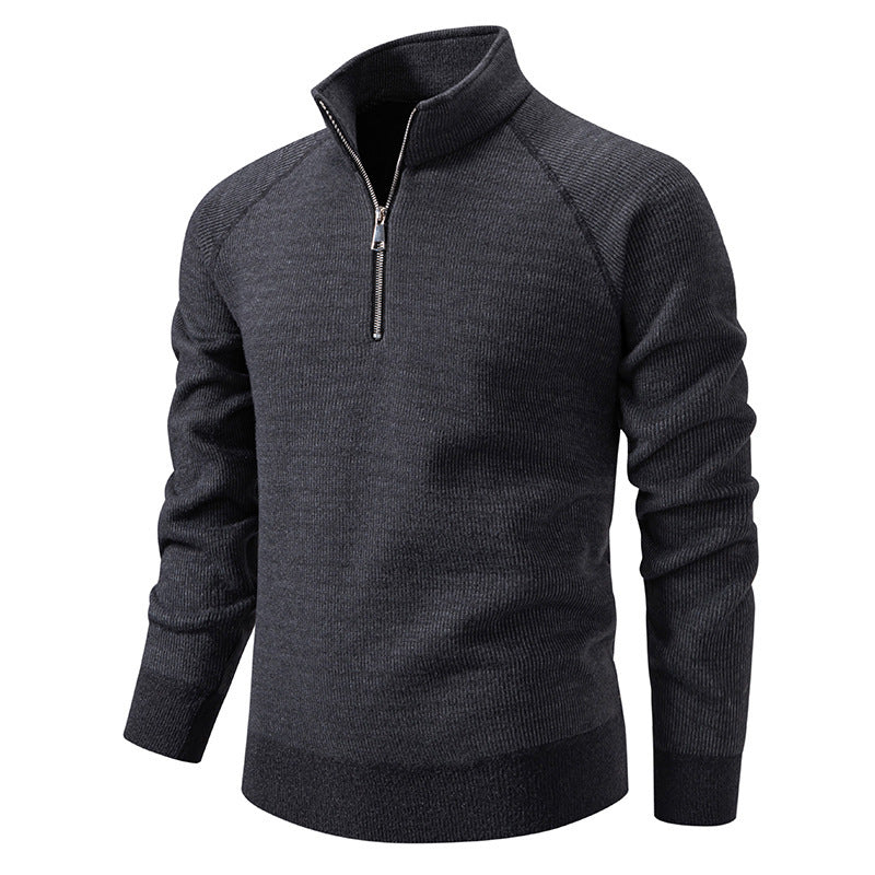 Herren Rollkragenpullover mit modernem Reißverschluss und strukturiertem Design EB