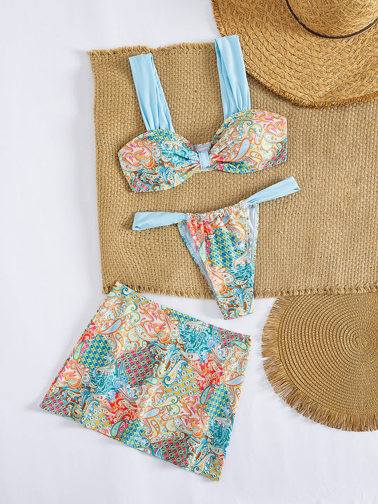 Damen Bikini-Set mit trendiger Raffungen und stilvollem Muster EB