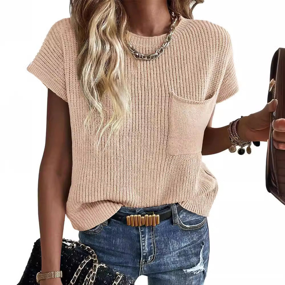 Damen Kurzarm Stricktop EB