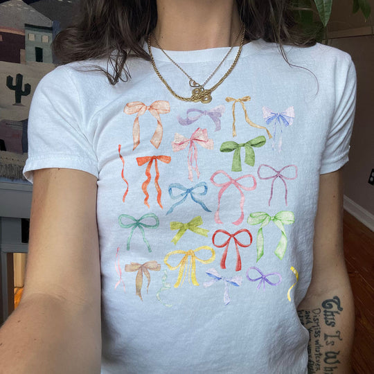Damen T-Shirt mit flauschigem Schleifenmotiv EB