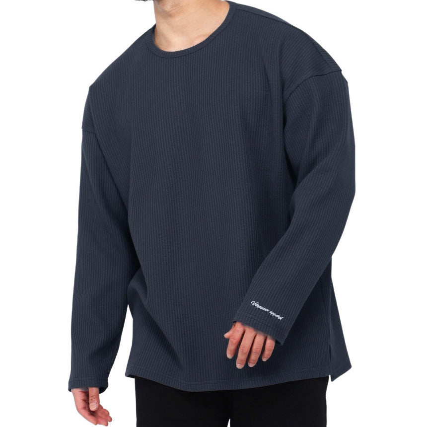 Herren Langarmshirt mit strukturiertem Rippenmuster und modernem Schnitt EB