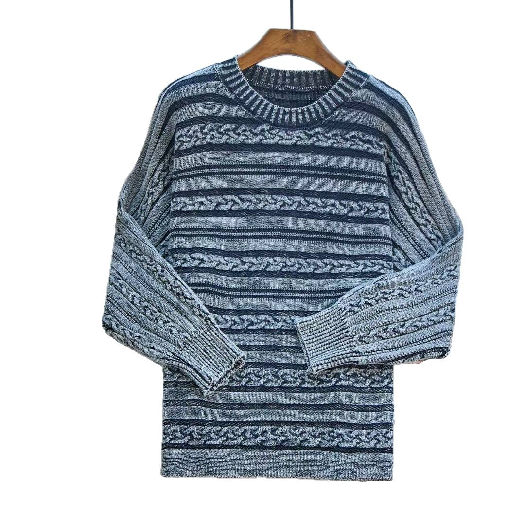 Damen Modischer Strickpullover mit strukturiertem Muster und weitem Schnitt EB