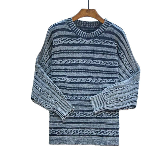 Damen Modischer Strickpullover mit strukturiertem Muster und weitem Schnitt EB