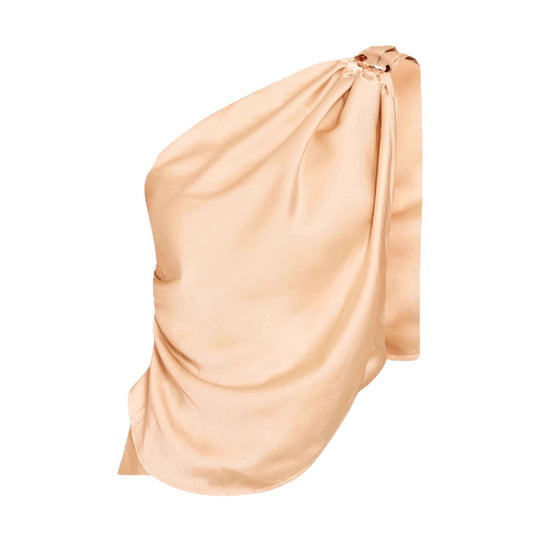 Damen asymmetrisches Satin-Oberteil mit drapiertem Abschluss EB