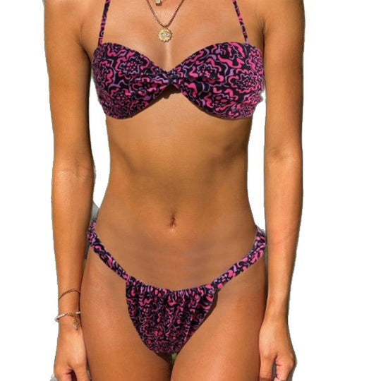 Damen Bikini-Set mit verspieltem Leopardenmuster und raffinierten Details EB