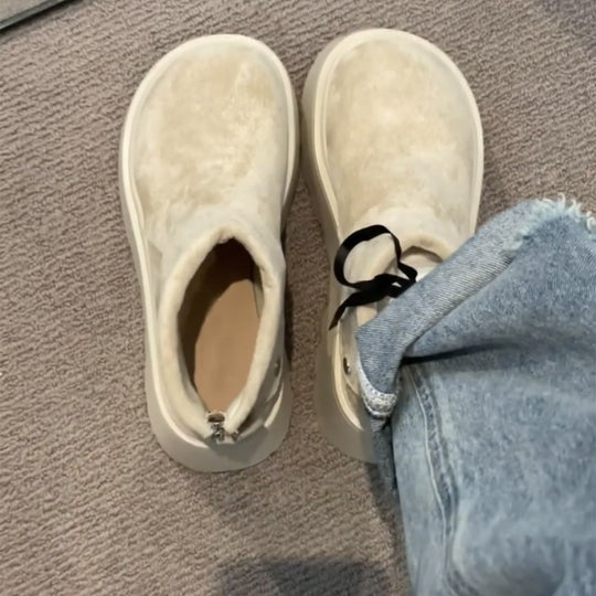 Damen Stiefeletten mit modischem Plateau und praktischen Druckknopf EB
