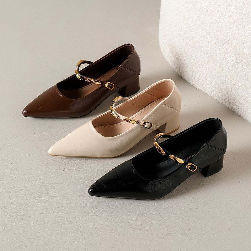 Damen Elegante Sling-Pumps mit modischem Kettenriemen und komfortablen Blockabsatz EB