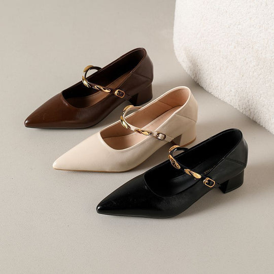 Damen Elegante Sling-Pumps mit modischem Kettenriemen und komfortablen Blockabsatz EB