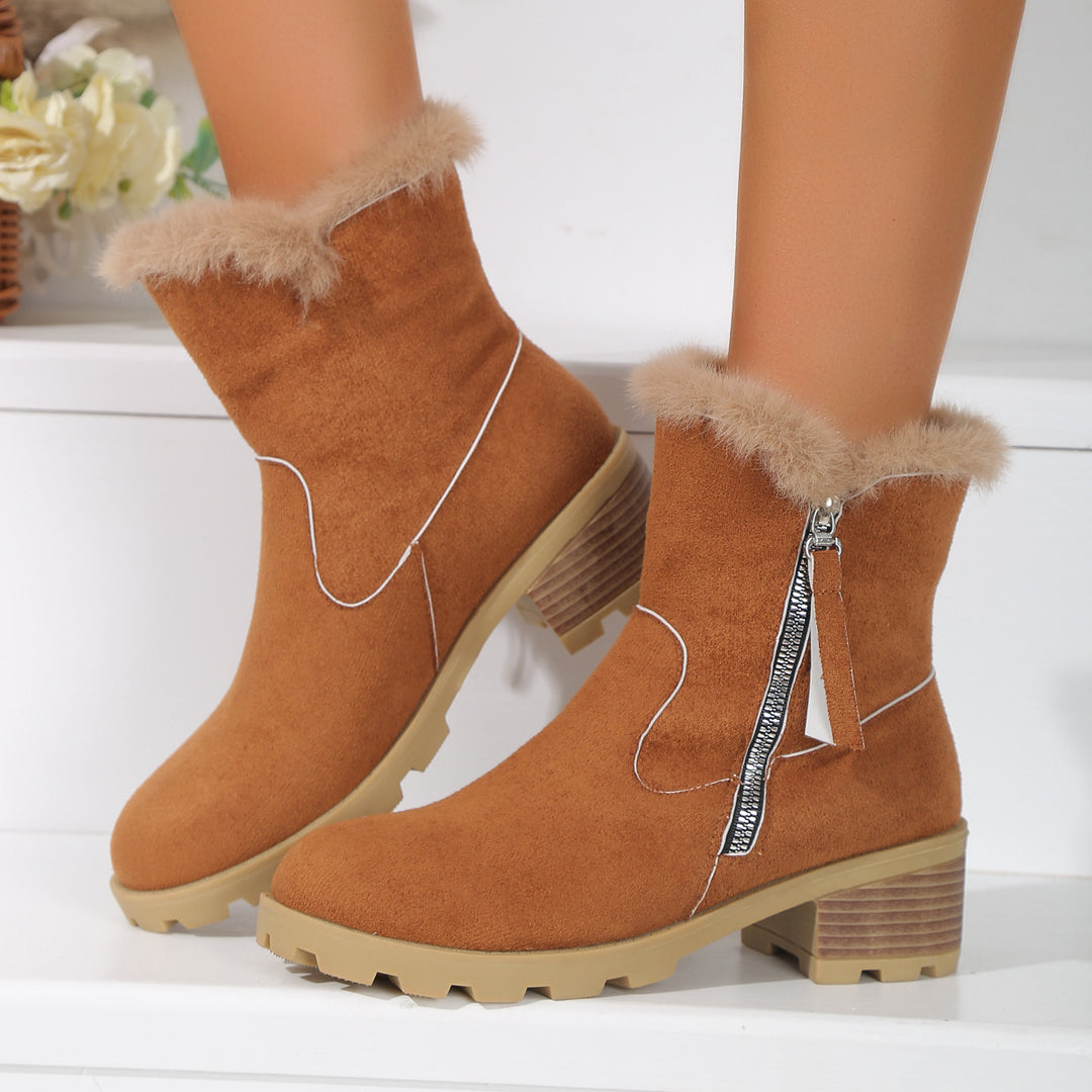 Damen Winterstiefel mit kuscheligem Fellkragen und rutschfester Sohle EB