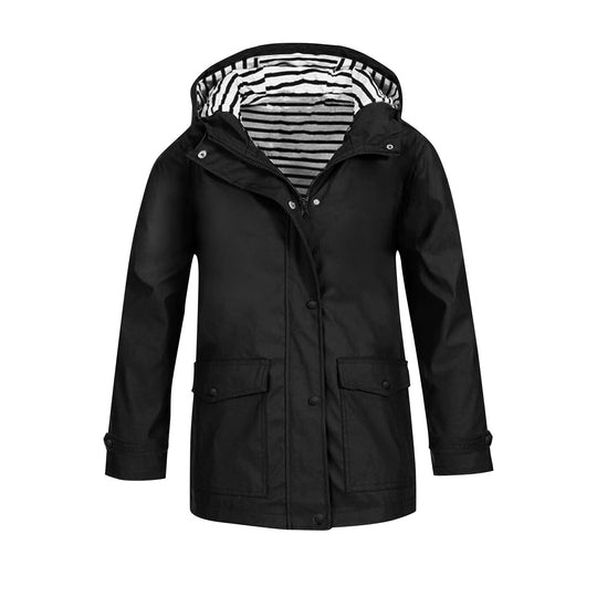 Damen wetterfeste Parkajacke mit praktischen Taschen und verstellbarem Kapuzenkragen EB