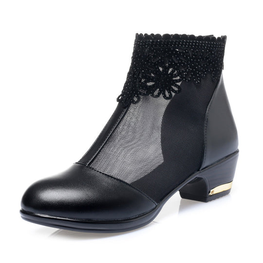 Damen Stiefeletten mit transparentem Mesh-Einsatz und funkelndem Schmuckdetail EB