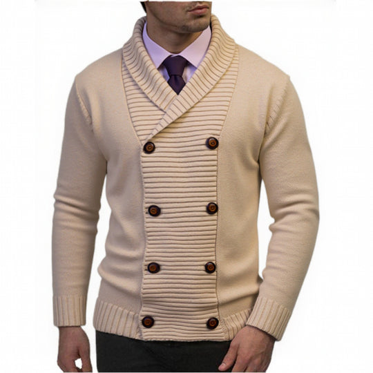 Herren modischer Strickpullover mit doppeltem Knopfverschluss und strukturiertem Design EB