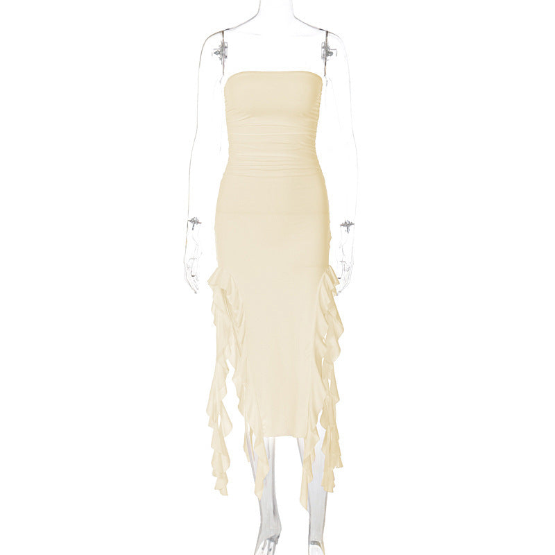 Damen Wickelkleid mit Rüschen und figurformendem Schnitt EB