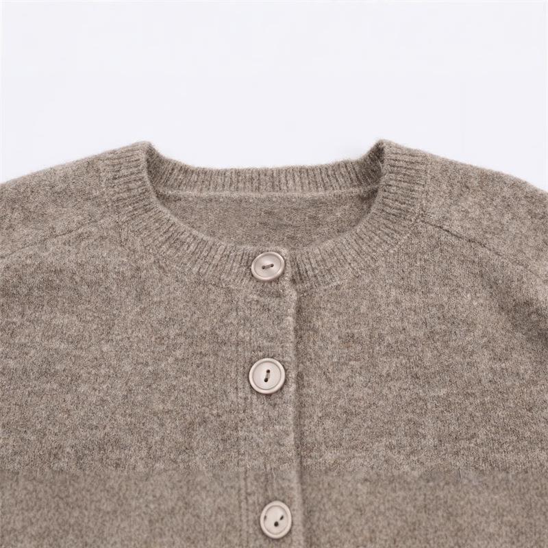 Damen kuschelige Strickjacke mit Knopfverschluss und Raglanärmeln EB