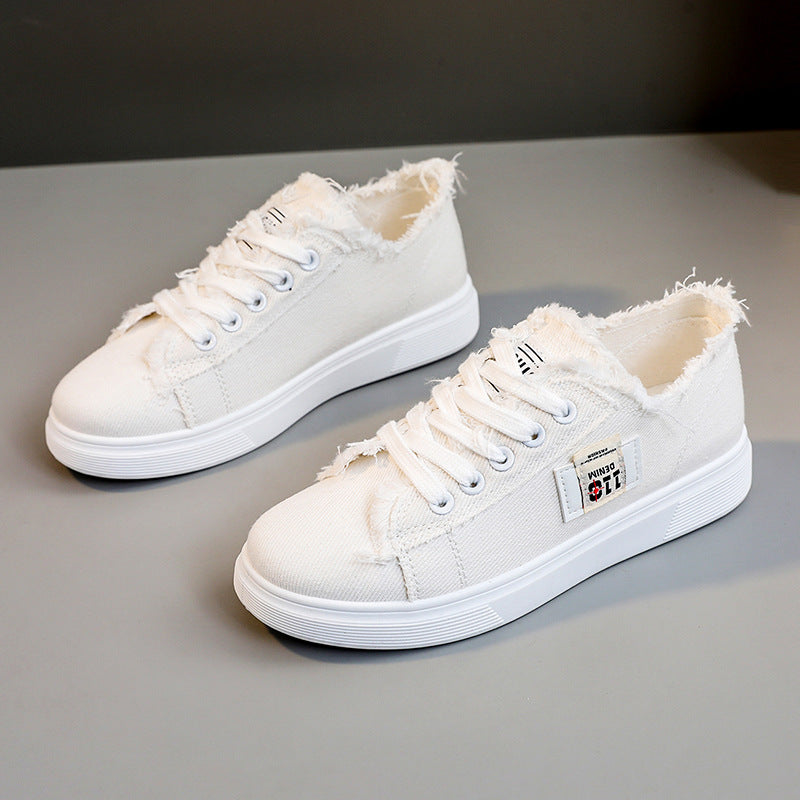 Damen lässige Sneaker mit modischem Used-Look und elastischem Schnürsystem EB