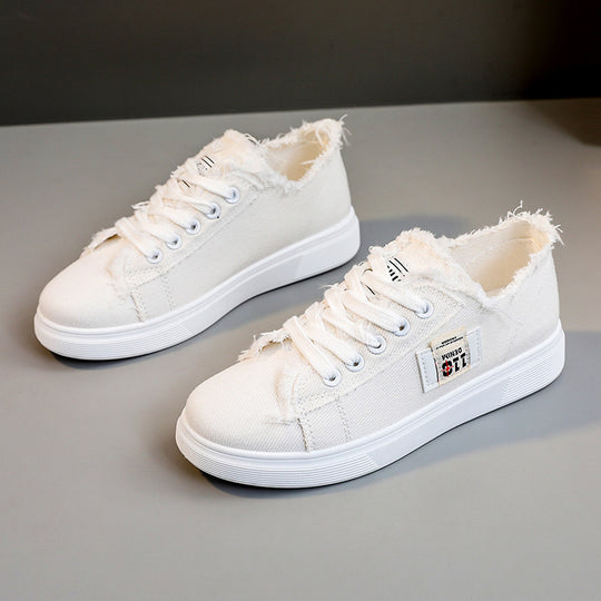 Damen lässige Sneaker mit modischem Used-Look und elastischem Schnürsystem EB