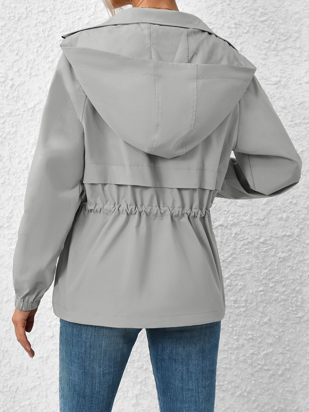 Damen multifunktionale Übergangsjacke mit verstellbarem Kordelzug und elastischen Ärmelbündchen EB