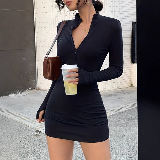 Damen Mini-Kleid mit Verlauf und modernem Reißverschluss EB