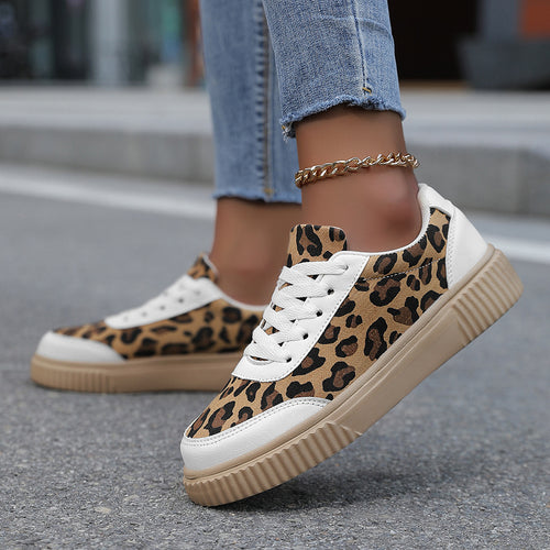 Damen Trendige Sneaker mit Tierdruck und bequemer Sohle EB