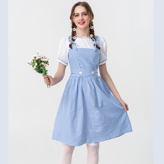 Damen Trachtenkleid mit romantischen Karomustern und schicken Knopfdetails EB