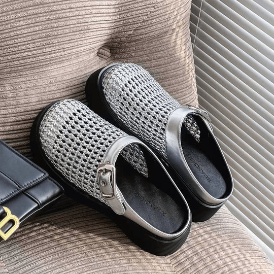 Damen Clogs mit stilvollem Wabenmuster und komfortablem Plateau EB
