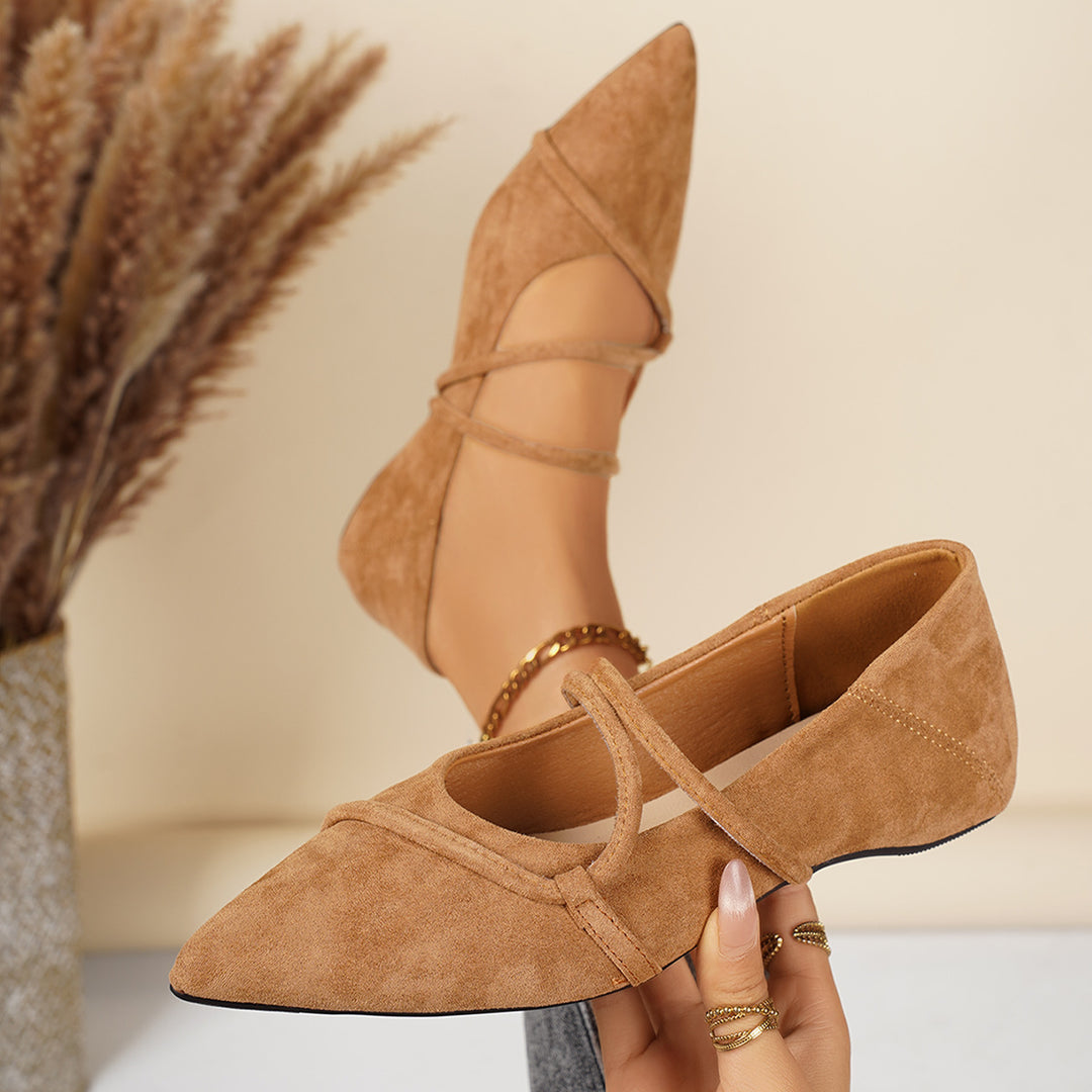 Damen elegante Ballerinas mit gewickeltem Riemendesign und weichem Obermaterial EB