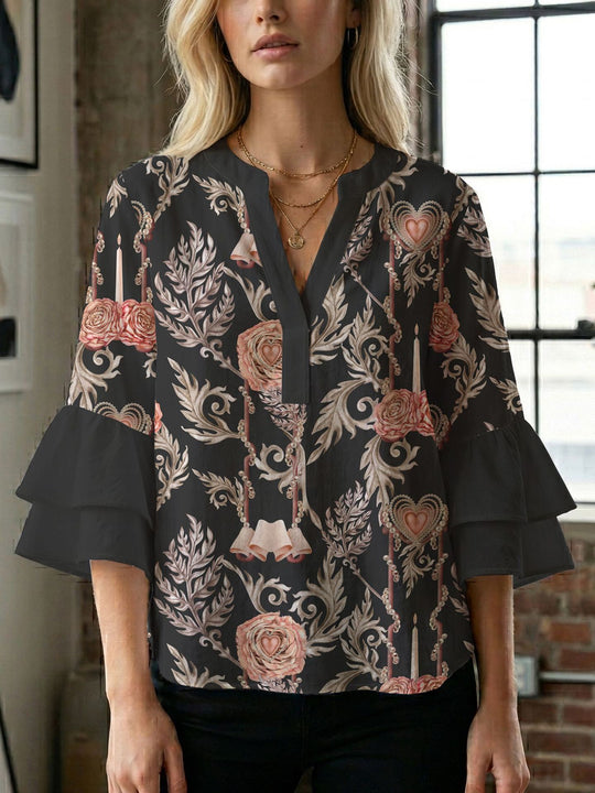Damen Bluse mit wunderschönen floralem Design EB