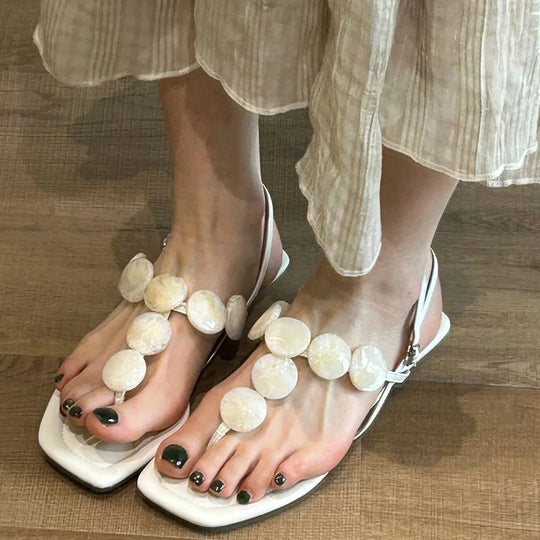 Damen elegante Zehentrenner mit modischen Acryl-Details EB