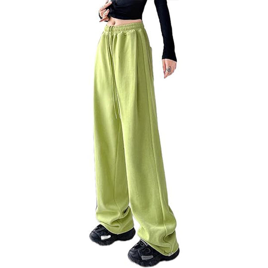 Damen nan lockerfallende Palazzohose aus Sweat mit hochgeschnittenem Komfortbund, Tunnelzug und seitlichen Eingrifftaschen EB