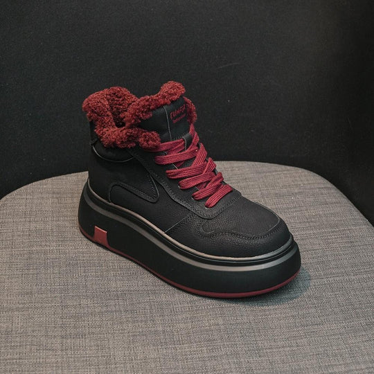 Damen High-Top Sneakers mit flauschigem Innenfutter und bequemer Plateausohle EB